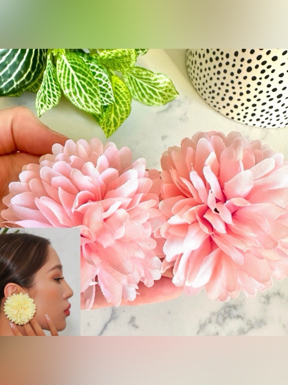 2/$30🌵 Chrysanthemum Flower Earrings Pink Statement Jumbo Garden Floral NEW